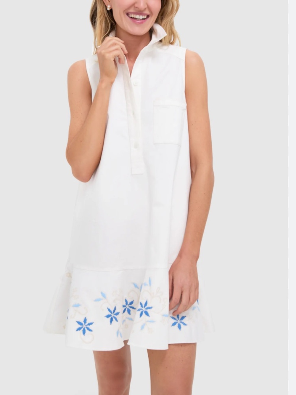 Tuckernuck White Embroidery Sleeveless Callahan Dress Size Large